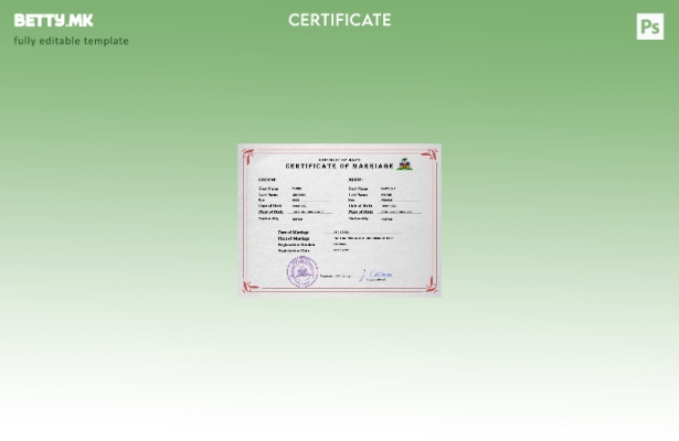 Модерен стил на Хаити за шаблон PSD шаблон за документи за брак